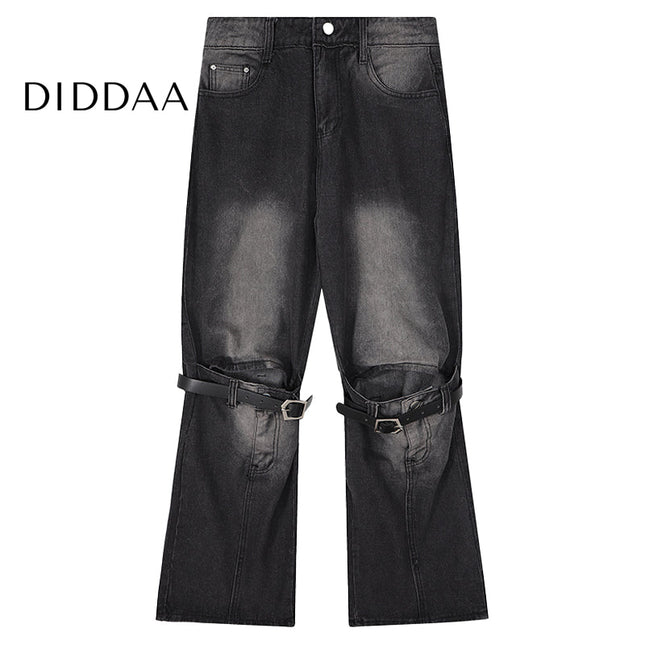 Black Distressed Micro Flared Ripped Jeans for Men - M / Black - Men’s Jeans