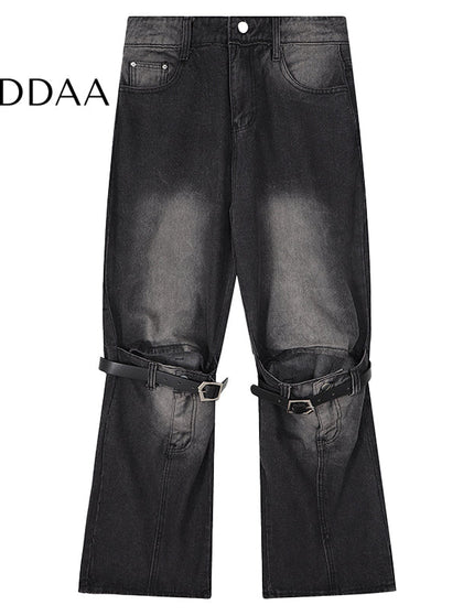 Black Distressed Micro Flared Ripped Jeans for Men - M / Black - Men’s Jeans