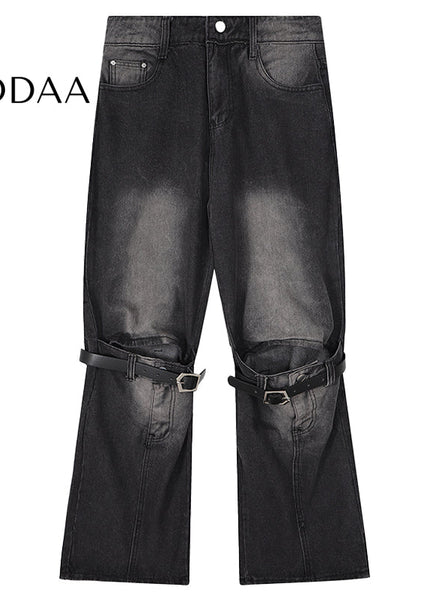 Black Distressed Micro Flared Ripped Jeans for Men - M / Black - Men’s Jeans