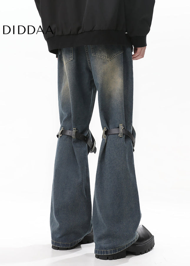 Black Distressed Micro Flared Ripped Jeans for Men - Men’s Jeans