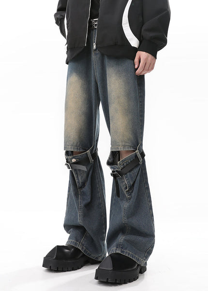 Black Distressed Micro Flared Ripped Jeans for Men - Men’s Jeans