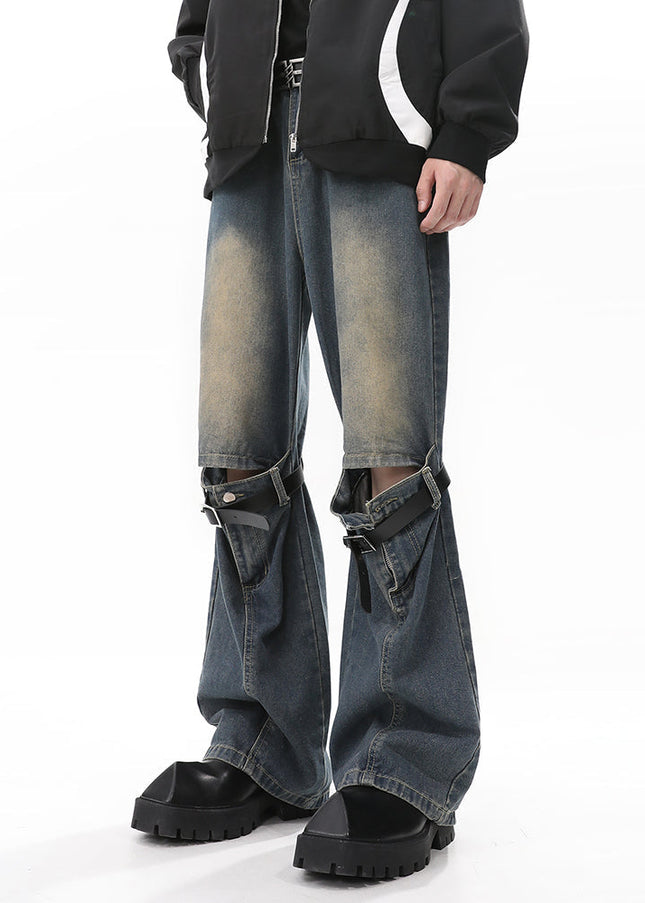 Black Distressed Micro Flared Ripped Jeans for Men - Men’s Jeans