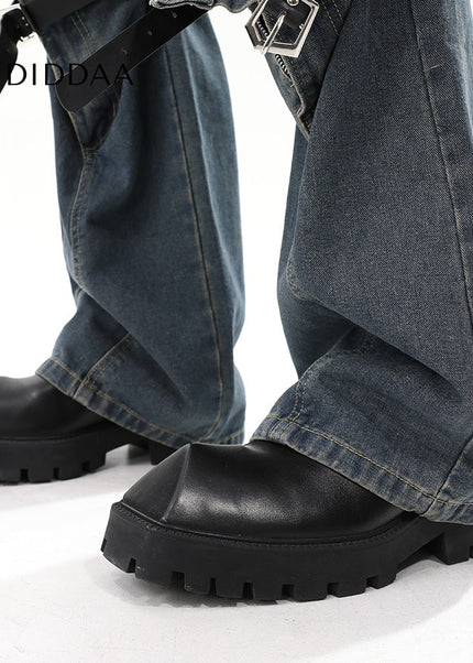 Black Distressed Micro Flared Ripped Jeans for Men - Men’s Jeans