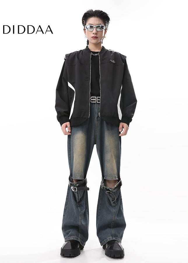 Black Distressed Micro Flared Ripped Jeans for Men - Men’s Jeans