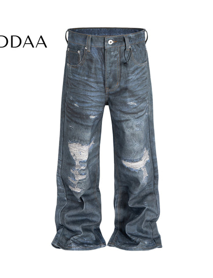 Black Distressed Ripped Loose Straight Jeans - M / Blue - Women’s Jeans