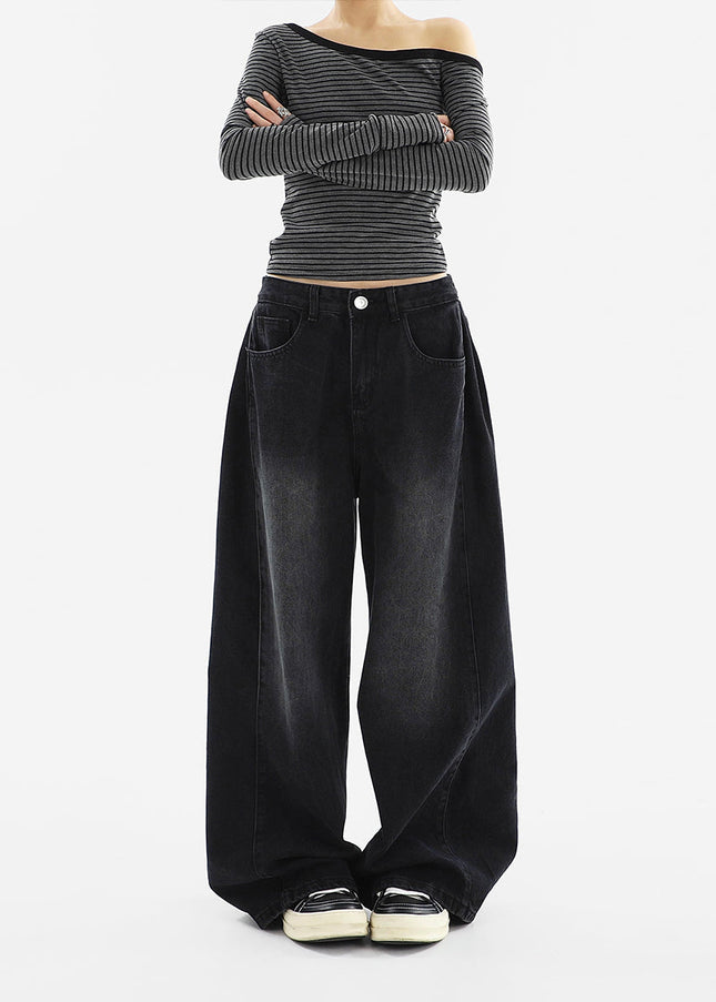 Black Distressed Straight Leg Jeans for Women - Women’s Jeans