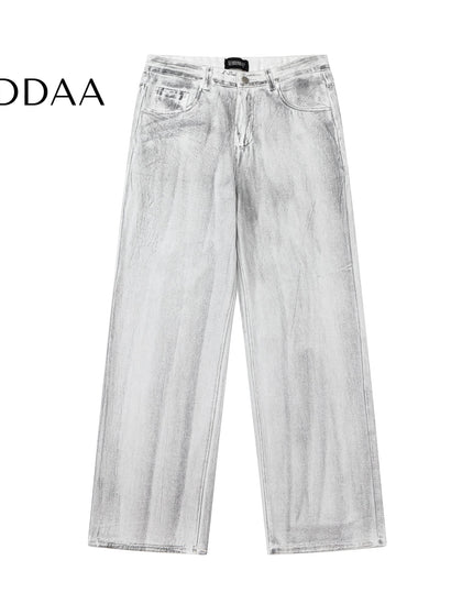 Black Distressed Wide-Leg High Street Jeans - S / White - Women’s Jeans