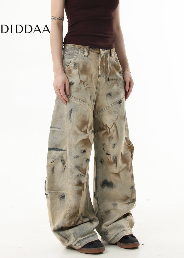 Black Distressed Wide Leg Scimitar Jeans Unisex - Women’s Jeans