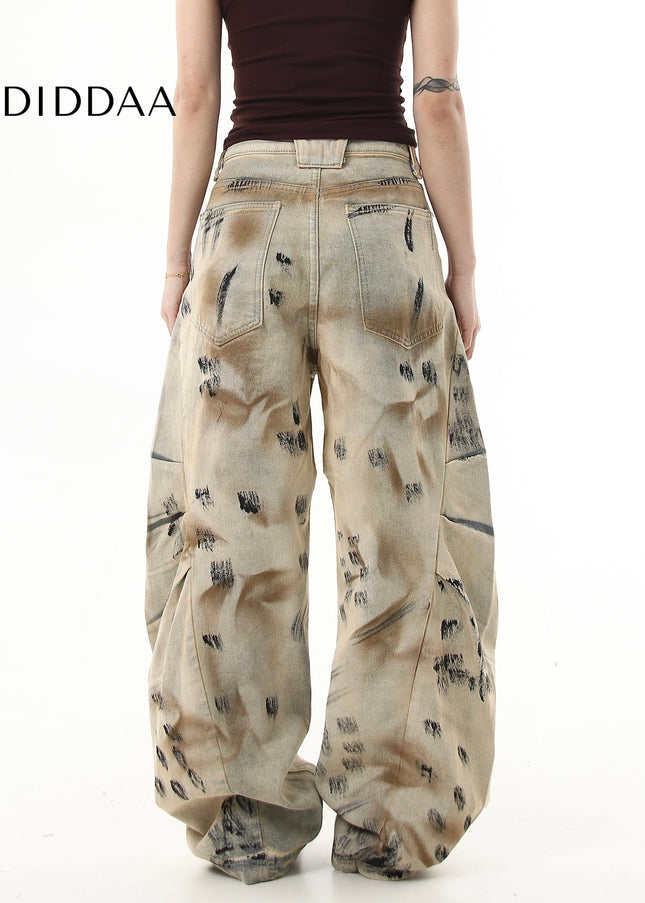 Black Distressed Wide Leg Scimitar Jeans Unisex - Women’s Jeans