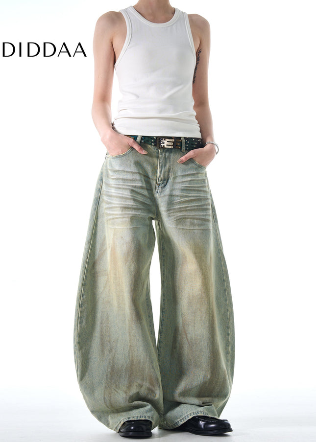 Black Distressed Wide-Leg Scythe Jeans for Men and Women - Men’s Jeans