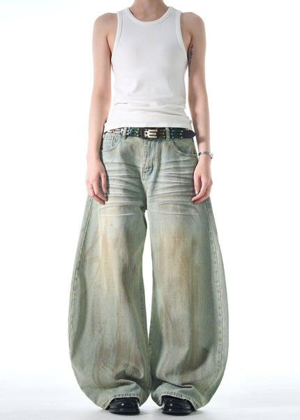 Black Distressed Wide-Leg Scythe Jeans for Men and Women - Men’s Jeans