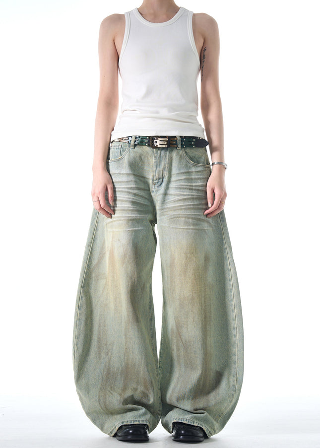 Black Distressed Wide-Leg Scythe Jeans for Men and Women - Men’s Jeans