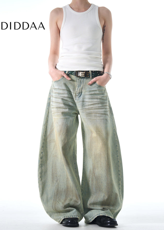 Black Distressed Wide-Leg Scythe Jeans for Men and Women - Men’s Jeans