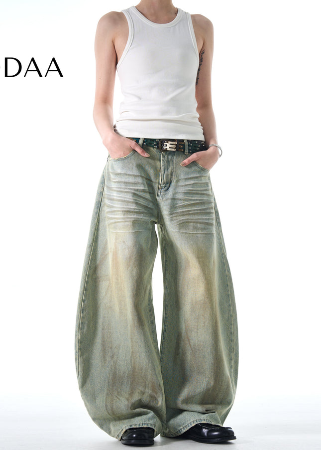 Black Distressed Wide-Leg Scythe Jeans for Men and Women - S / Vintage Blue - Men’s Jeans