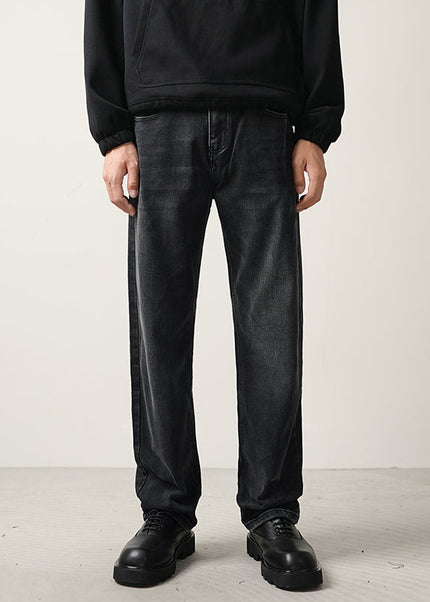 Black Drape Loose Straight Leg Jeans for Men - 28 / Black - Men’s Jeans