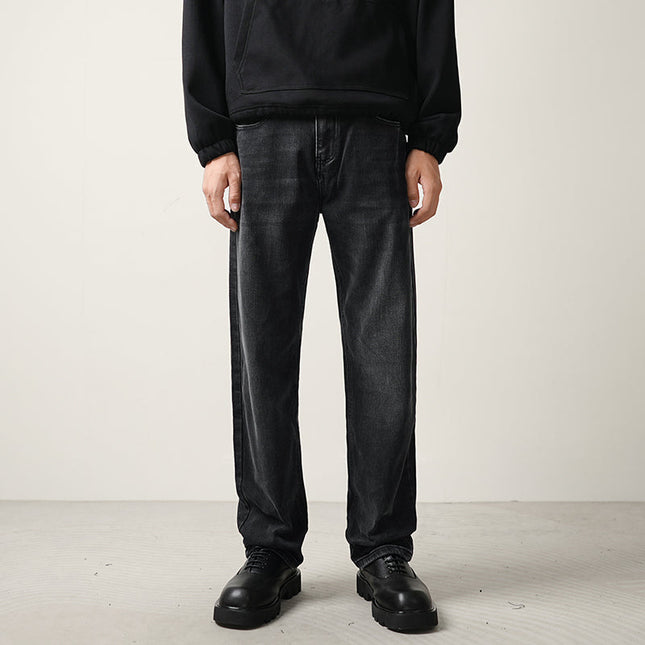 Black Drape Loose Straight Leg Jeans for Men - 28 / Black - Men’s Jeans