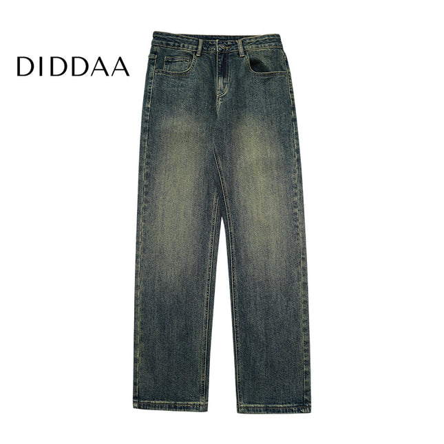 Black Drape Loose Straight Leg Jeans for Men - 28 / Vintage Blue - Men’s Jeans