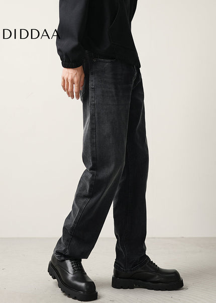 Black Drape Loose Straight Leg Jeans for Men - Men’s Jeans
