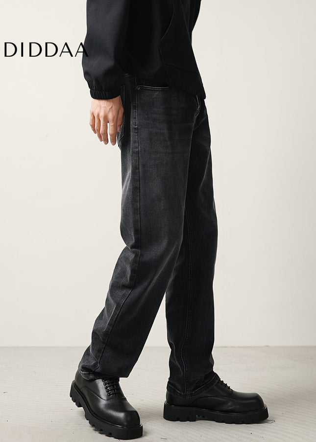 Black Drape Loose Straight Leg Jeans for Men - Men’s Jeans
