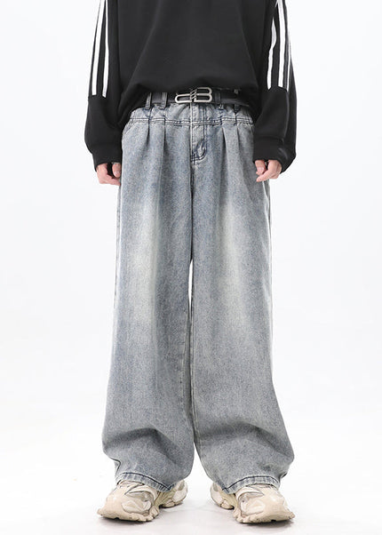 Black Drape Wide Leg Jeans for Men’s Autumn Fashion - M / Blue - Men’s Jeans