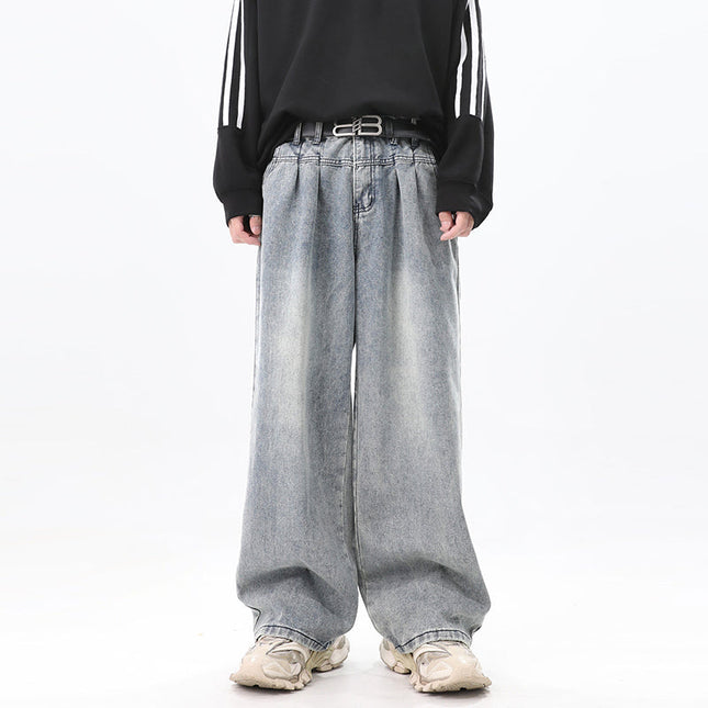 Black Drape Wide Leg Jeans for Men’s Autumn Fashion - M / Blue - Men’s Jeans