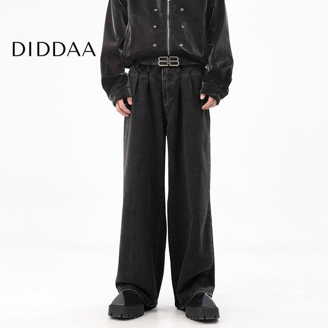 Black Drape Wide Leg Jeans for Men’s Autumn Fashion - M / Black - Men’s Jeans