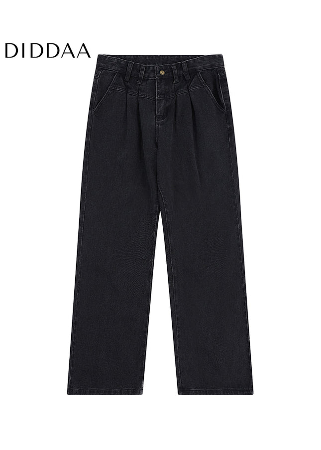 Black Drape Wide Leg Jeans for Men’s Autumn Fashion - Men’s Jeans