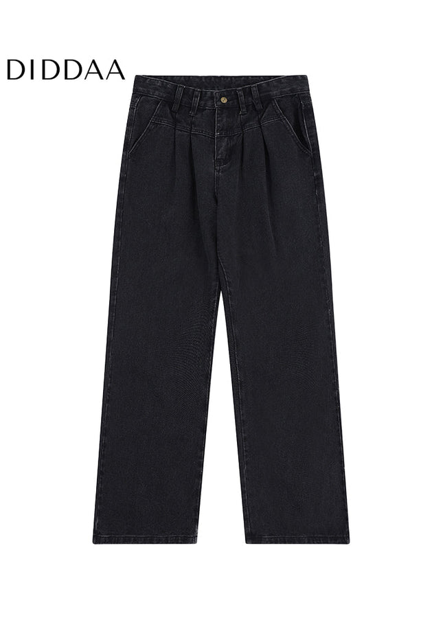 Black Drape Wide Leg Jeans for Men’s Autumn Fashion - Men’s Jeans