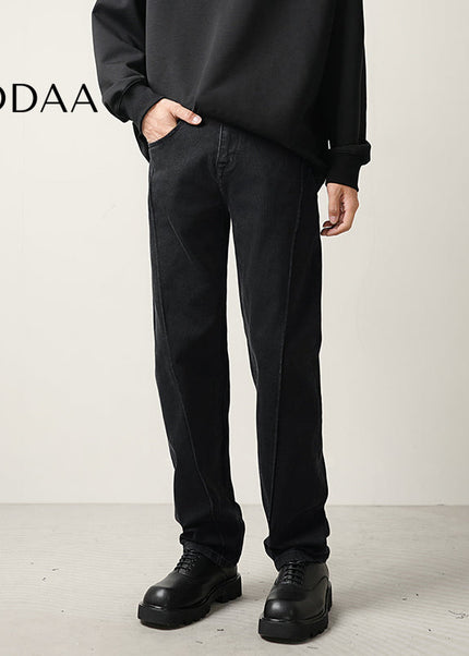 Black Draped Wide-Leg Jeans for Men Fall/Winter Trend - 28 / Black - Men’s Jeans