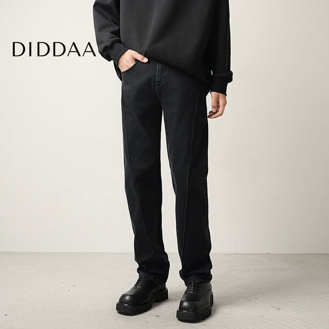 Black Draped Wide-Leg Jeans for Men Fall/Winter Trend - 28 / Black - Men’s Jeans