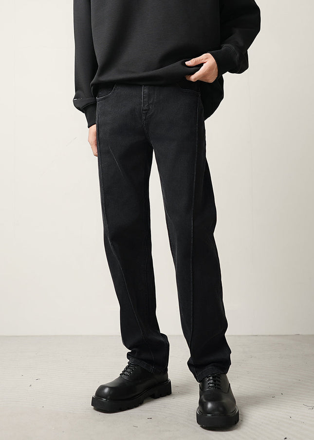 Black Draped Wide-Leg Jeans for Men Fall/Winter Trend - Men’s Jeans