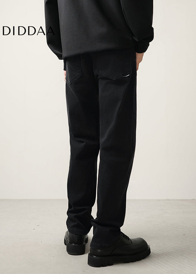 Black Draped Wide-Leg Jeans for Men Fall/Winter Trend - Men’s Jeans