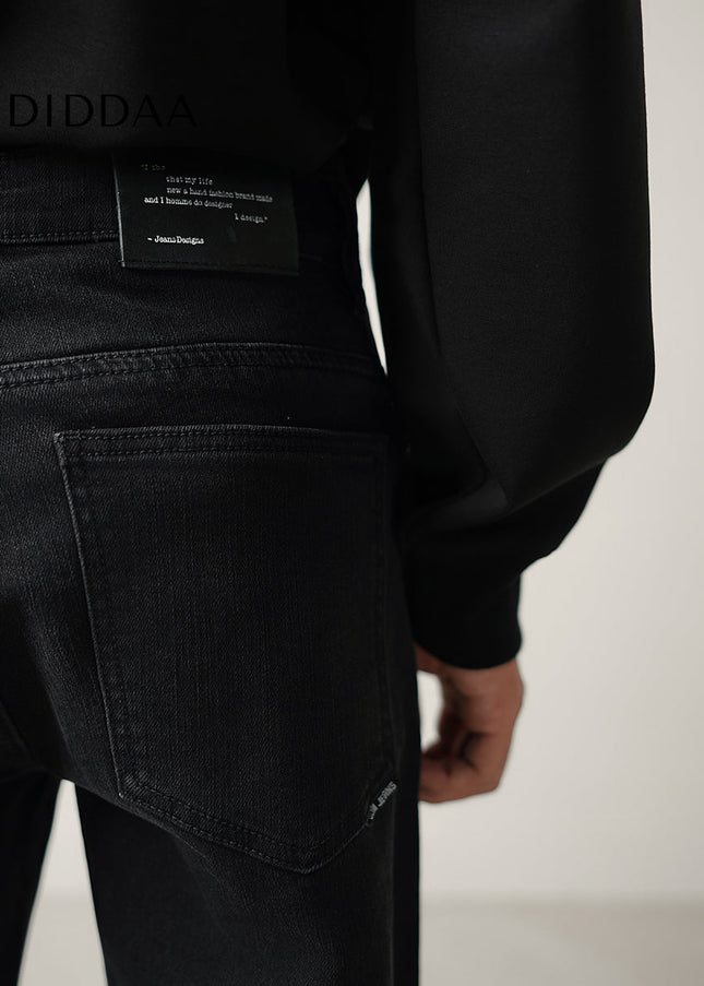 Black Draped Wide-Leg Jeans for Men Fall/Winter Trend - Men’s Jeans