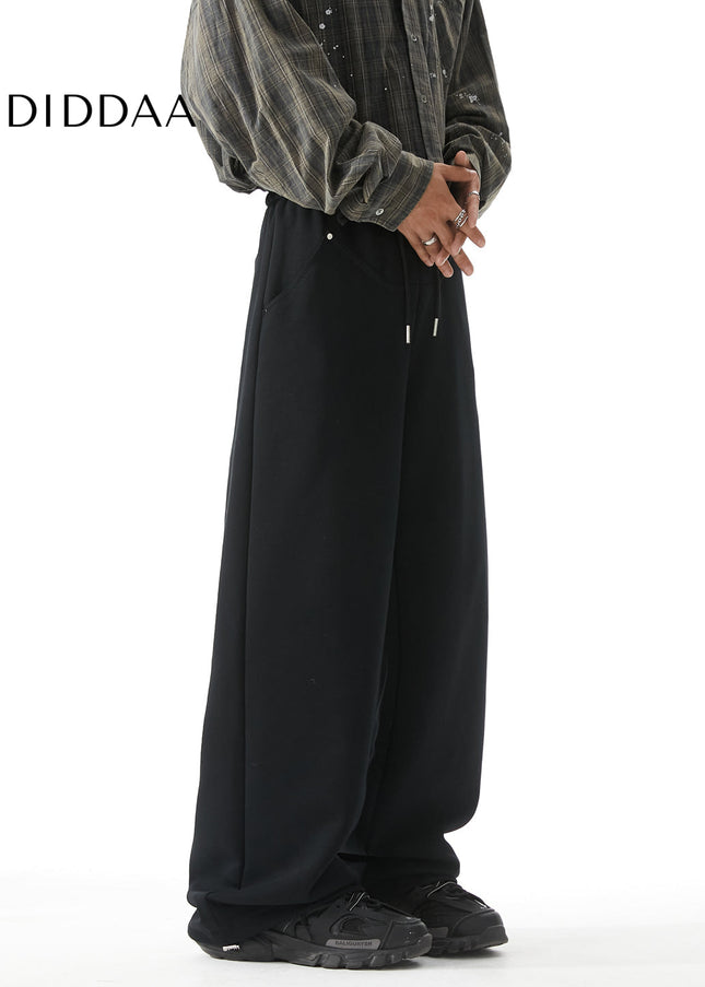 Black Embroidered Loose Fit Sweatpants for Men - Unisex Sweatpants