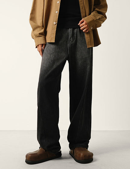 Black Gradient Retro Wash Loose Straight-Leg Jeans - 28 / Black - Men’s Jeans