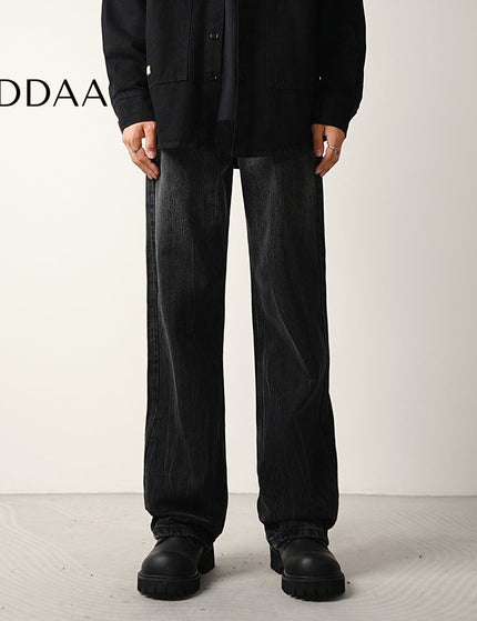 Black Gradient Wash Bootcut Jeans Loose Wide-Leg Trousers - 28 / Black - Men’s Jeans