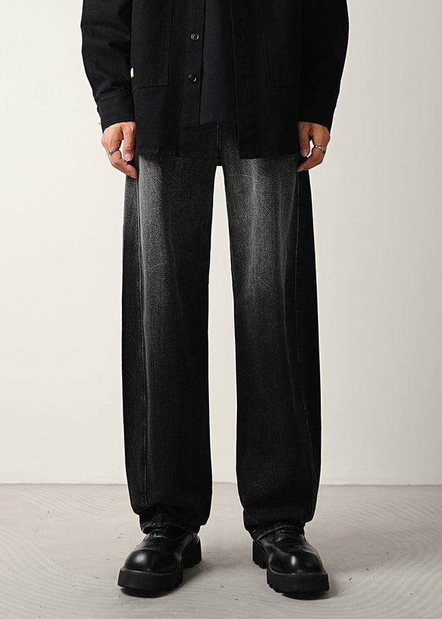 Black Gradient Washed Loose Fit Scimitar Jeans - S / Black - Men’s Jeans