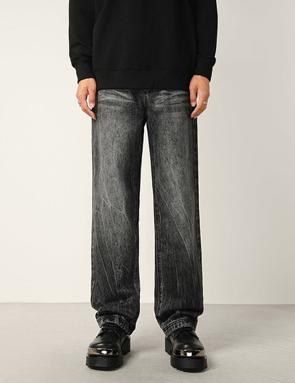 Black Gray Graded Washed Wide Jeans for Men - 28 / Dark Blue - Men’s Jeans