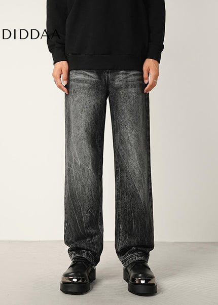 Black Gray Graded Washed Wide Jeans for Men - Men’s Jeans