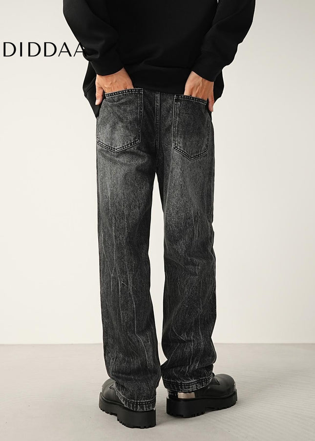 Black Gray Graded Washed Wide Jeans for Men - Men’s Jeans