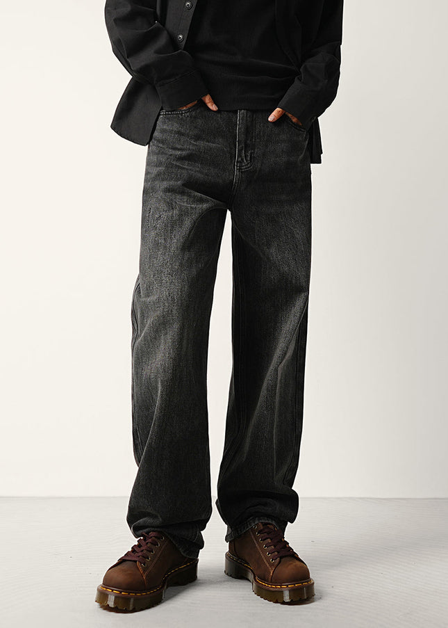 Black Gray Loose Wide Straight Jeans for Men - 28 / Dark Grey - Men’s Jeans