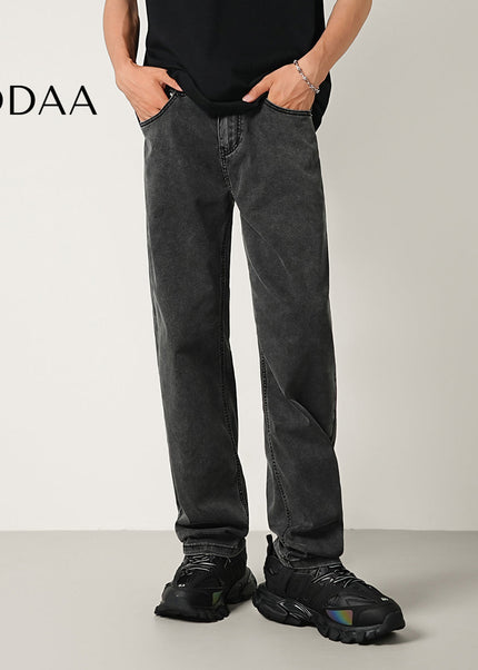 Black Gray Ultra-Thin Stretch Jeans Men’s Loose Fit - 28 / Dark Grey - Men’s Jeans
