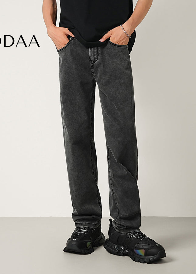 Black Gray Ultra-Thin Stretch Jeans Men’s Loose Fit - 28 / Dark Grey - Men’s Jeans