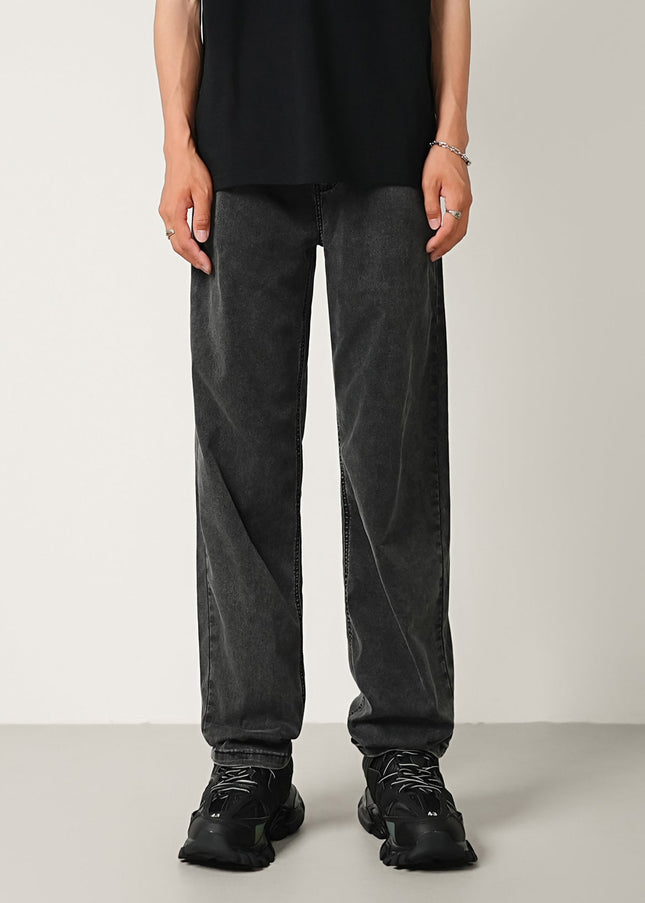 Black Gray Ultra-Thin Stretch Jeans Men’s Loose Fit - Men’s Jeans