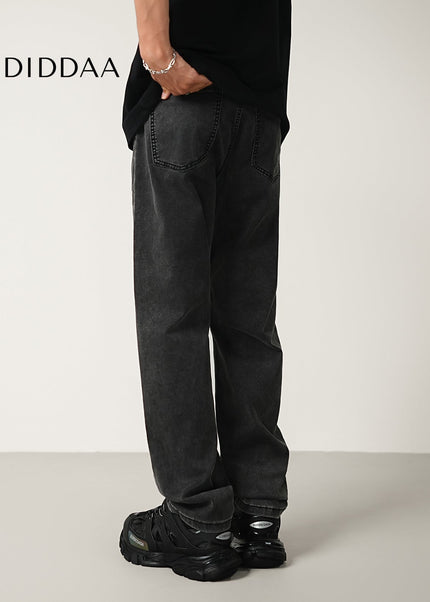 Black Gray Ultra-Thin Stretch Jeans Men’s Loose Fit - Men’s Jeans