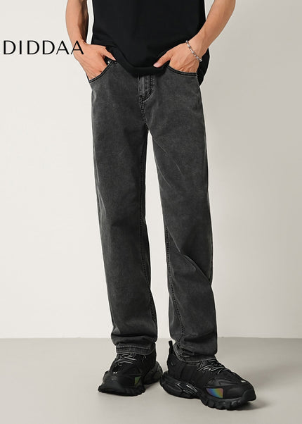 Black Gray Ultra-Thin Stretch Jeans Men’s Loose Fit - Men’s Jeans