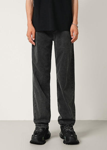 Black Gray Ultra-Thin Stretch Jeans Men’s Loose Fit - Men’s Jeans