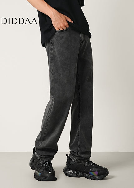 Black Gray Ultra-Thin Stretch Jeans Men’s Loose Fit - Men’s Jeans