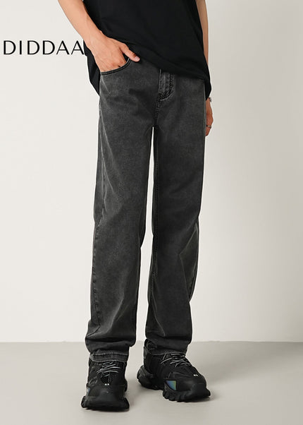 Black Gray Ultra-Thin Stretch Jeans Men’s Loose Fit - Men’s Jeans