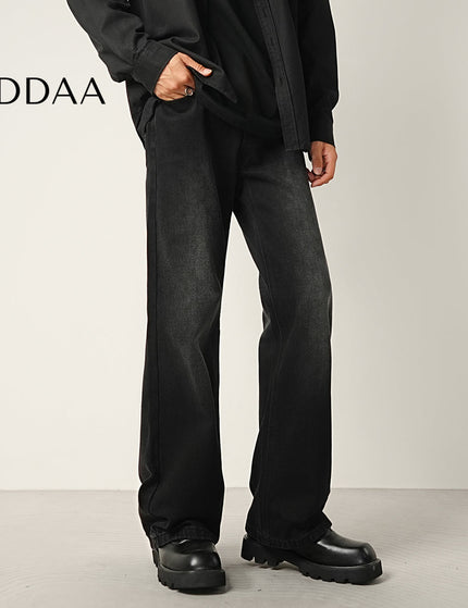 Black Grey Distressed Slightly Flared Jeans - 28 / Black - Men’s Jeans